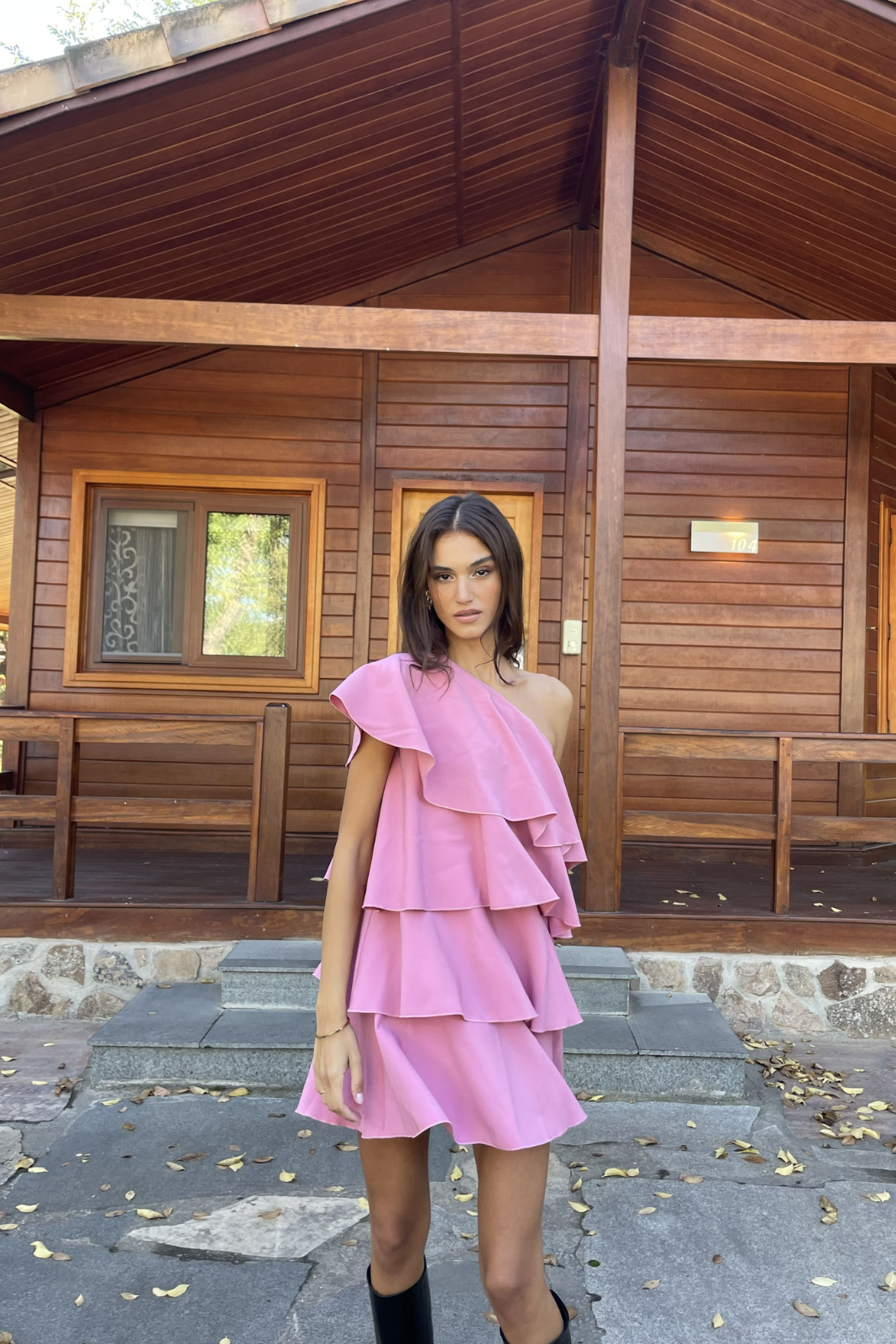 MINI PINK DRESS WITH RUFFLES