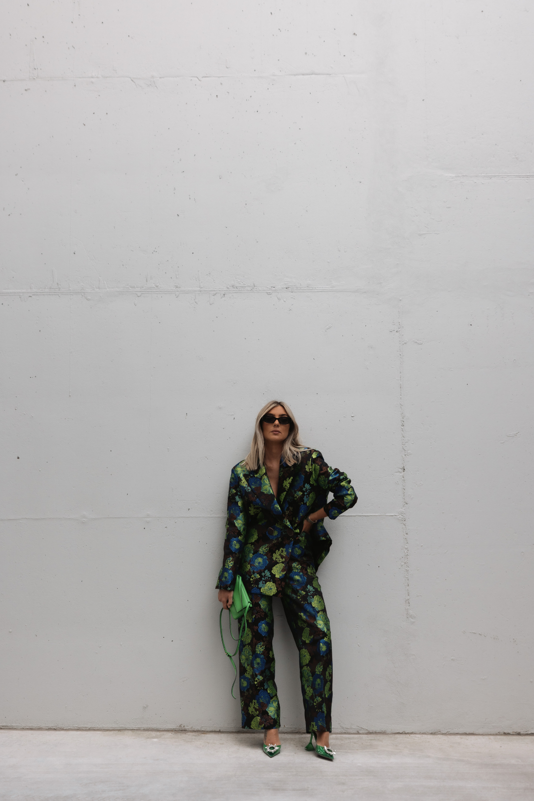 BLAZER VERDE JACQUARD OVERSIZED ESTAMPADO FLORAL