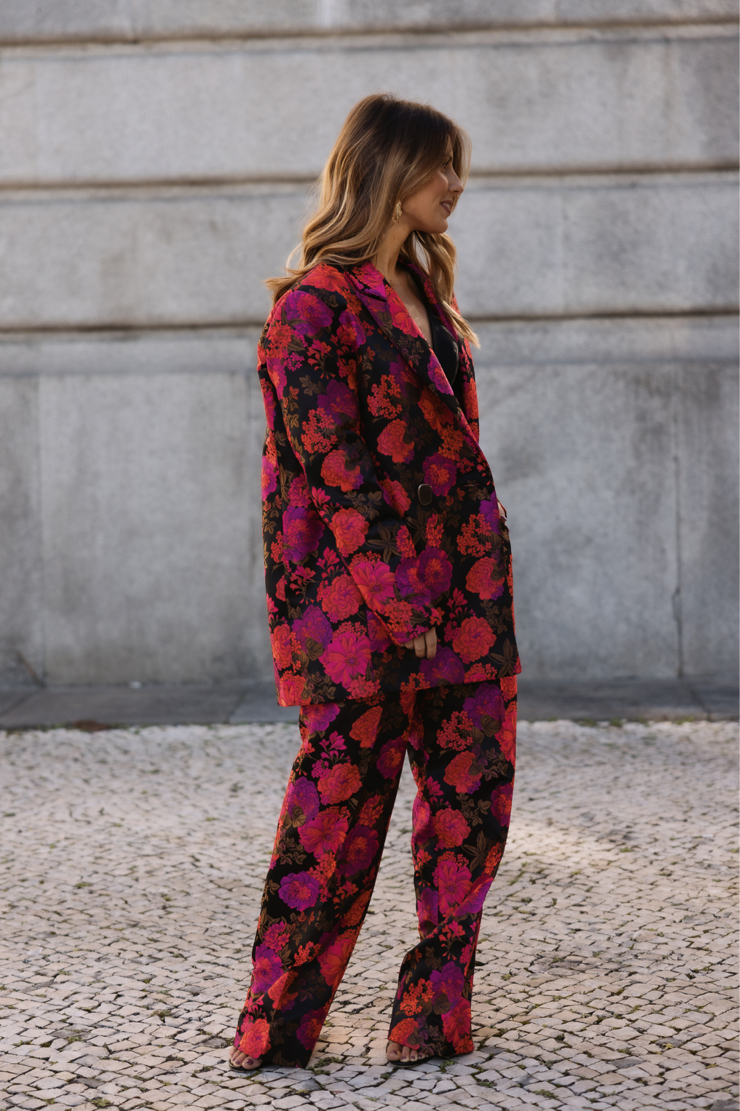 BLAZER JACQUARD OVERSIZED COM ESTAMPADO FLORAL