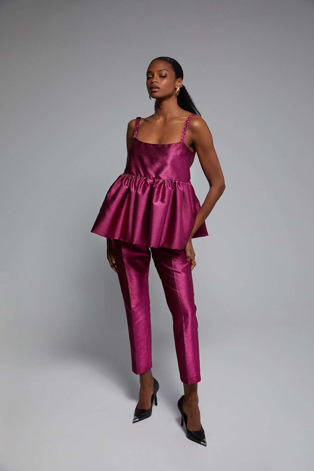 STRUCTURED SLIM FUCHSIA PANTS 