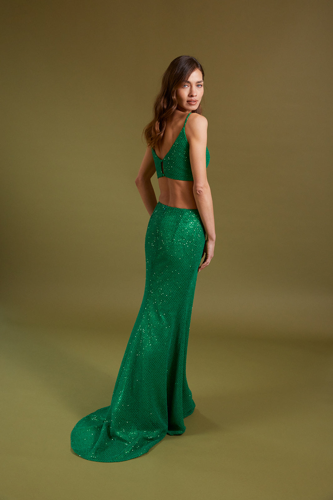 TOP VERT À PAILLETTES
