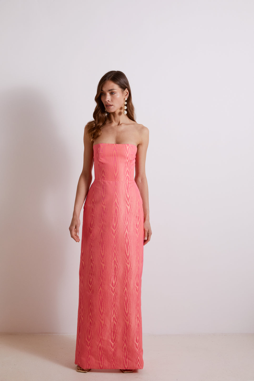 SALMON BICOLOR LONG DRESS