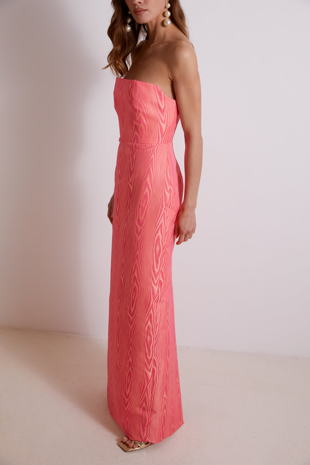 SALMON BICOLOR LONG DRESS