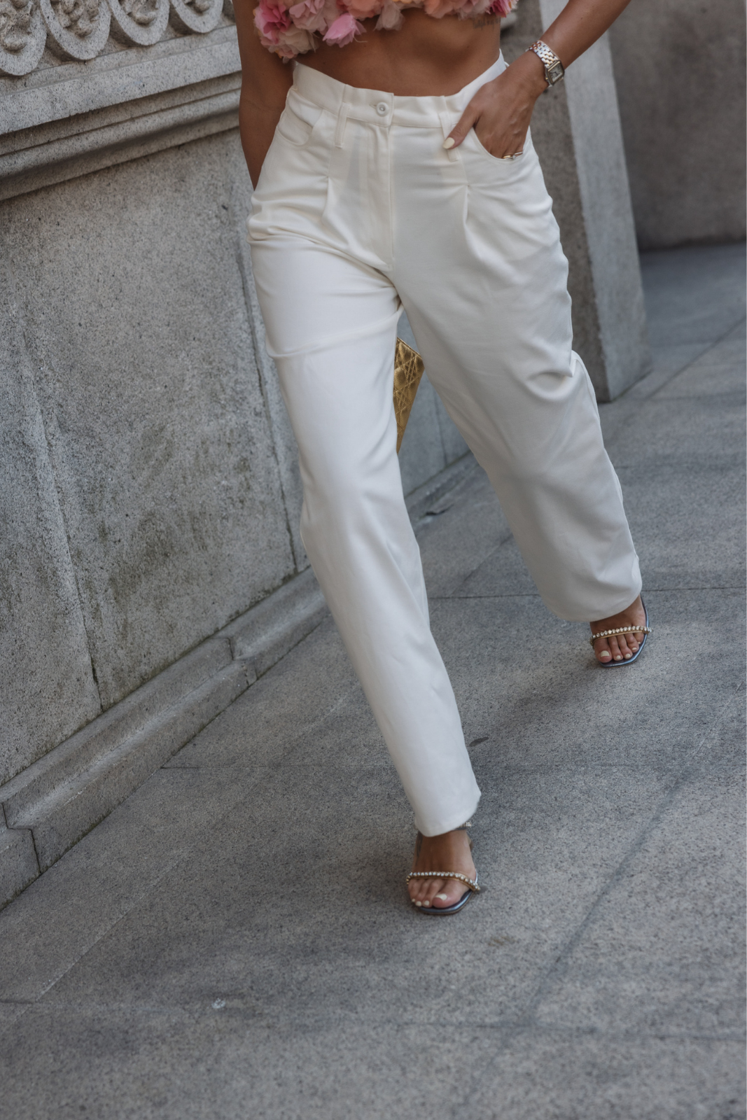 PANTALON BLANC TAILLE HAUTE