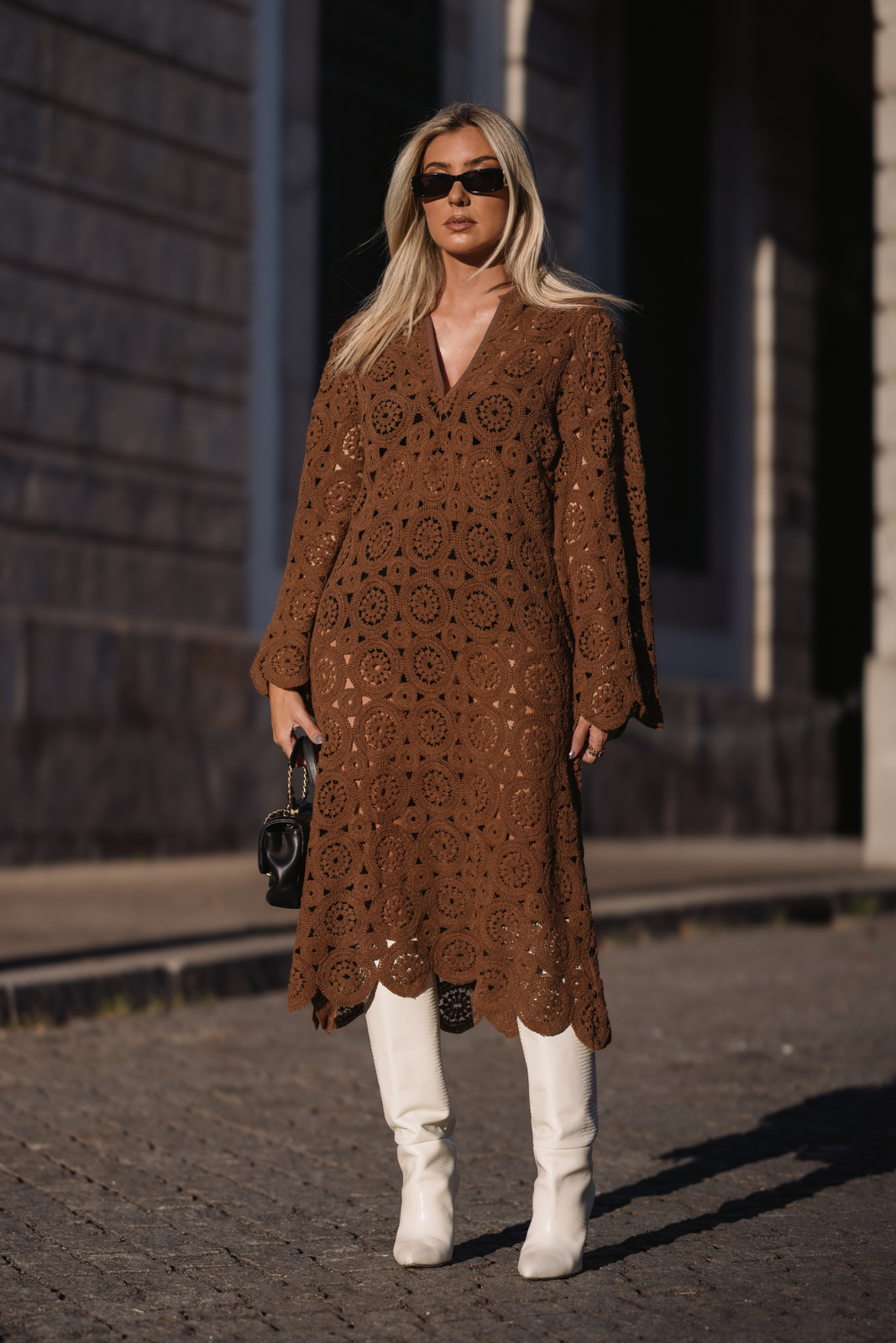VESTIDO TRICOT CASTANHO