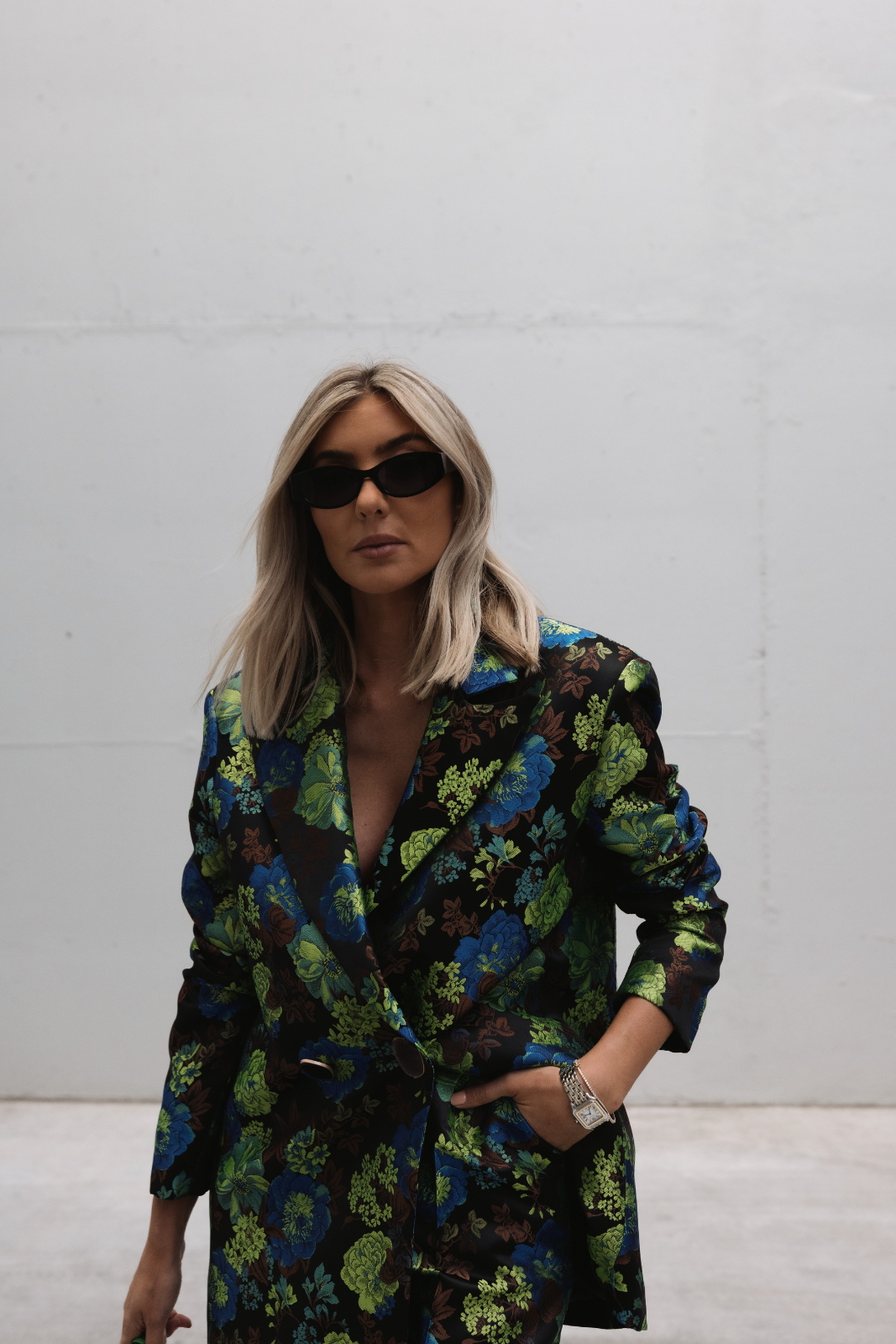 BLAZER VERDE JACQUARD OVERSIZED ESTAMPADO FLORAL