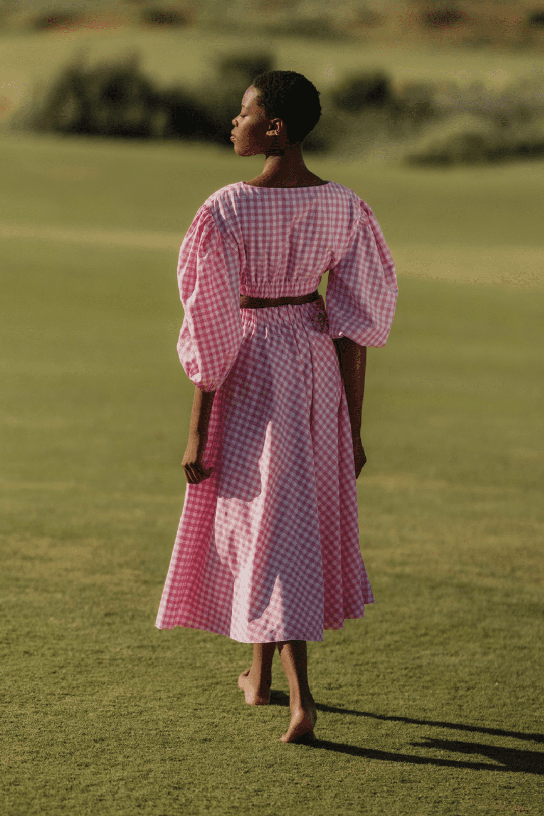 FALDA LARGA DE CUADROS ROSA