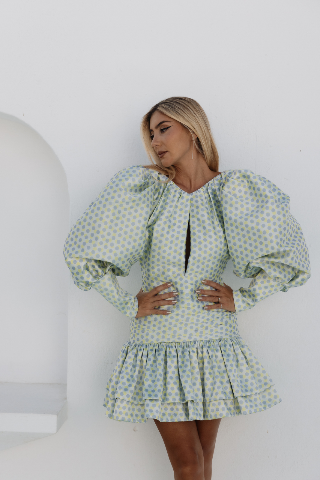 ROBE COURTE JACQUARD VERT