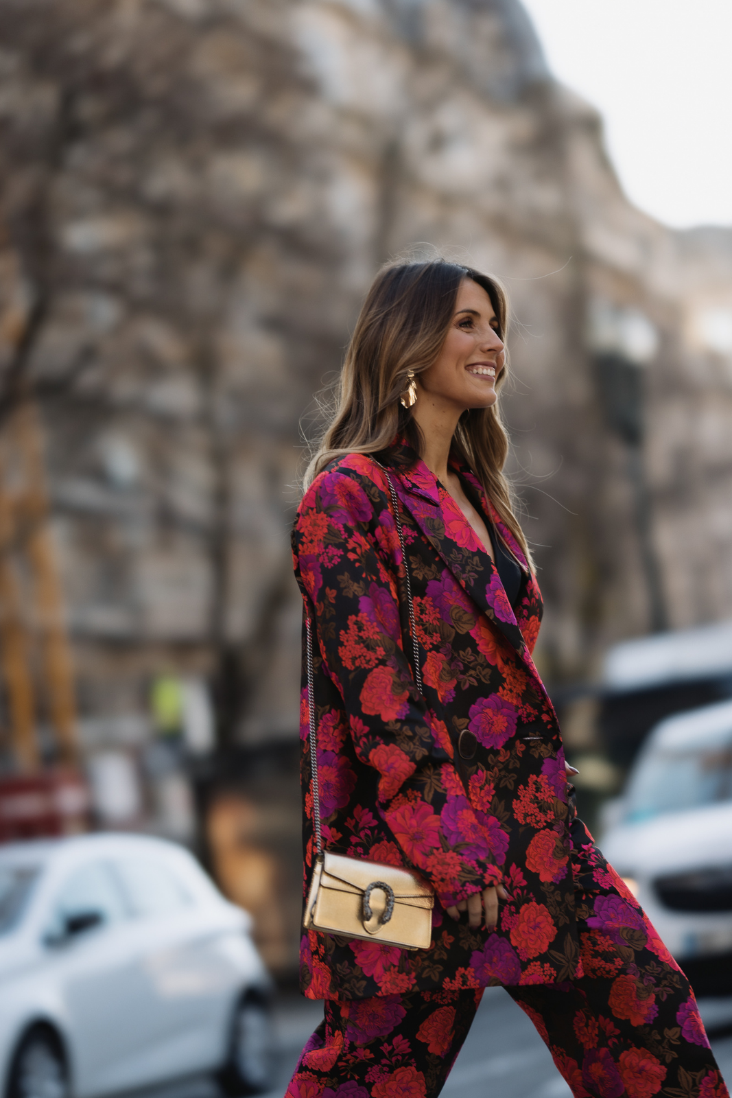 BLAZER JACQUARD OVERSIZED COM ESTAMPADO FLORAL