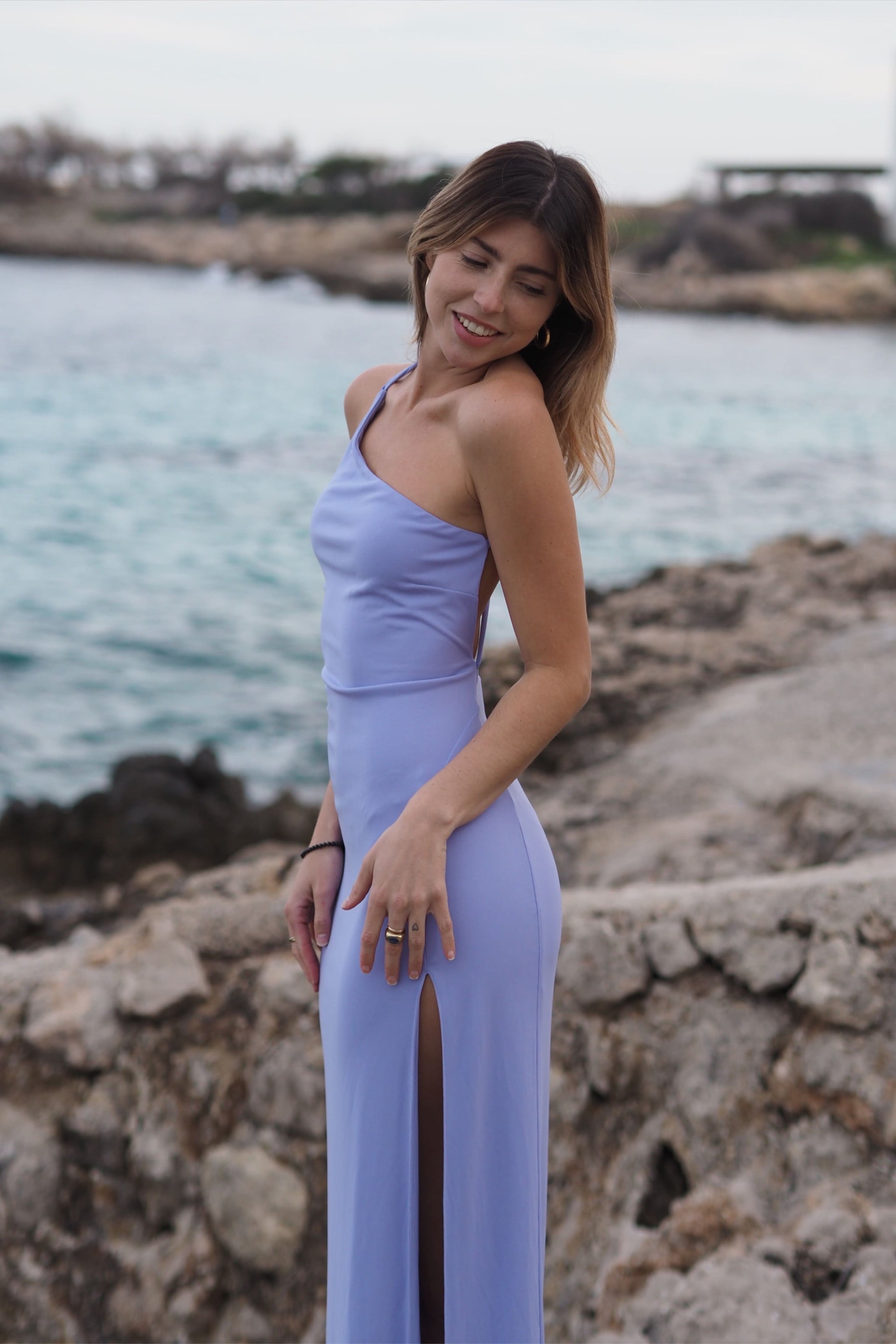 ROBE LONGUE ASYM TRIQUE LAVANDE KAO