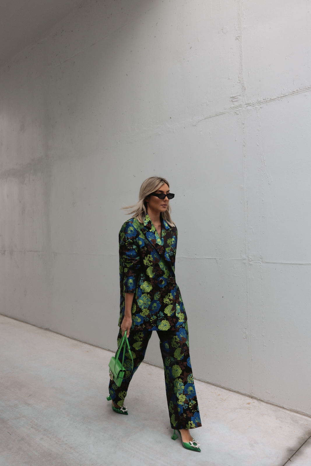 BLAZER VERDE JACQUARD OVERSIZED ESTAMPADO FLORAL