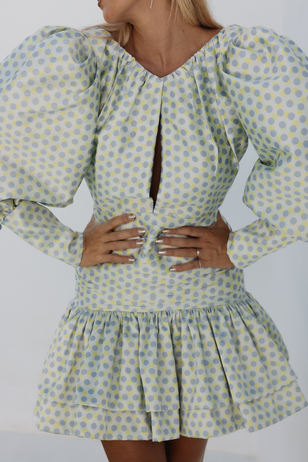 ROBE COURTE JACQUARD VERT