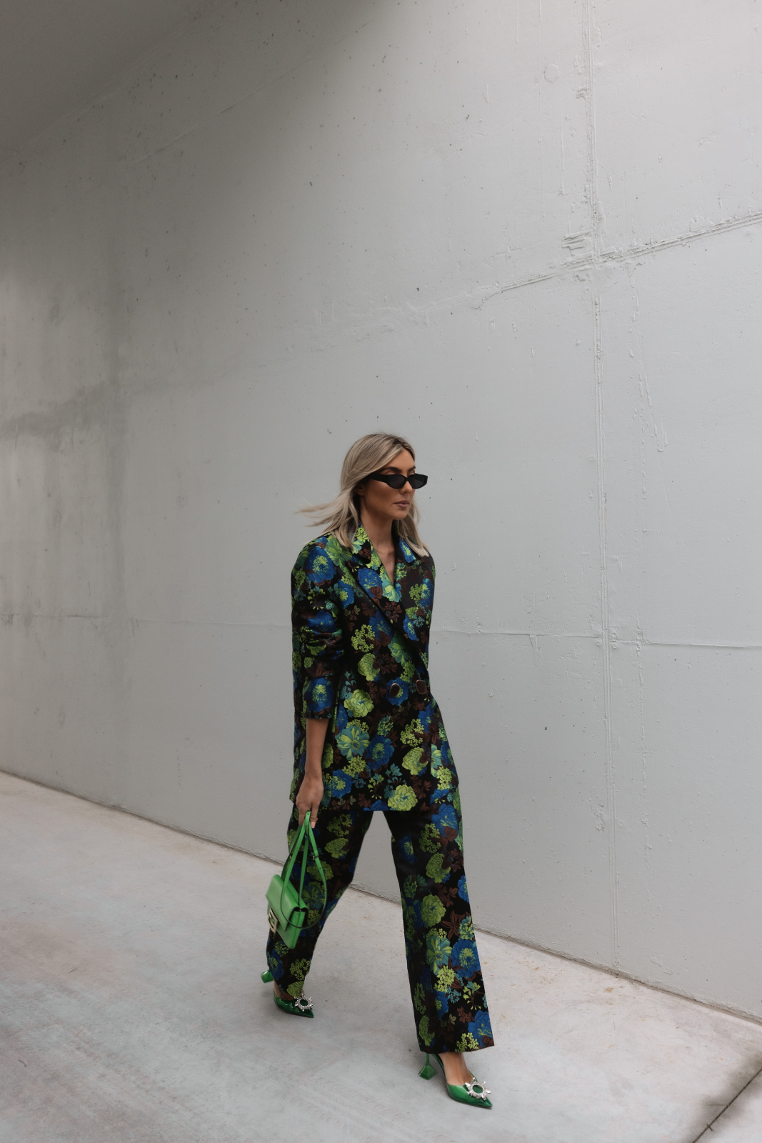 OVERSIZED GREEN FLORAL JACQUARD PANTS - KAOÂ