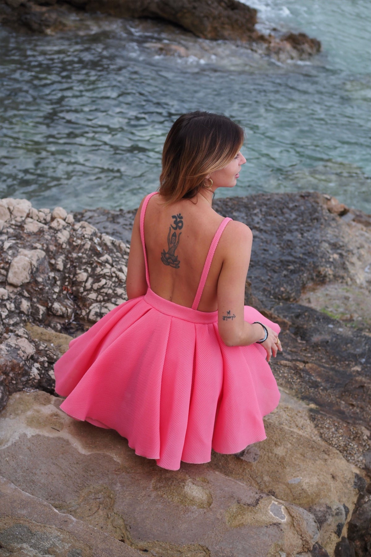 ROBE COMBINAISON COURTE ROSE