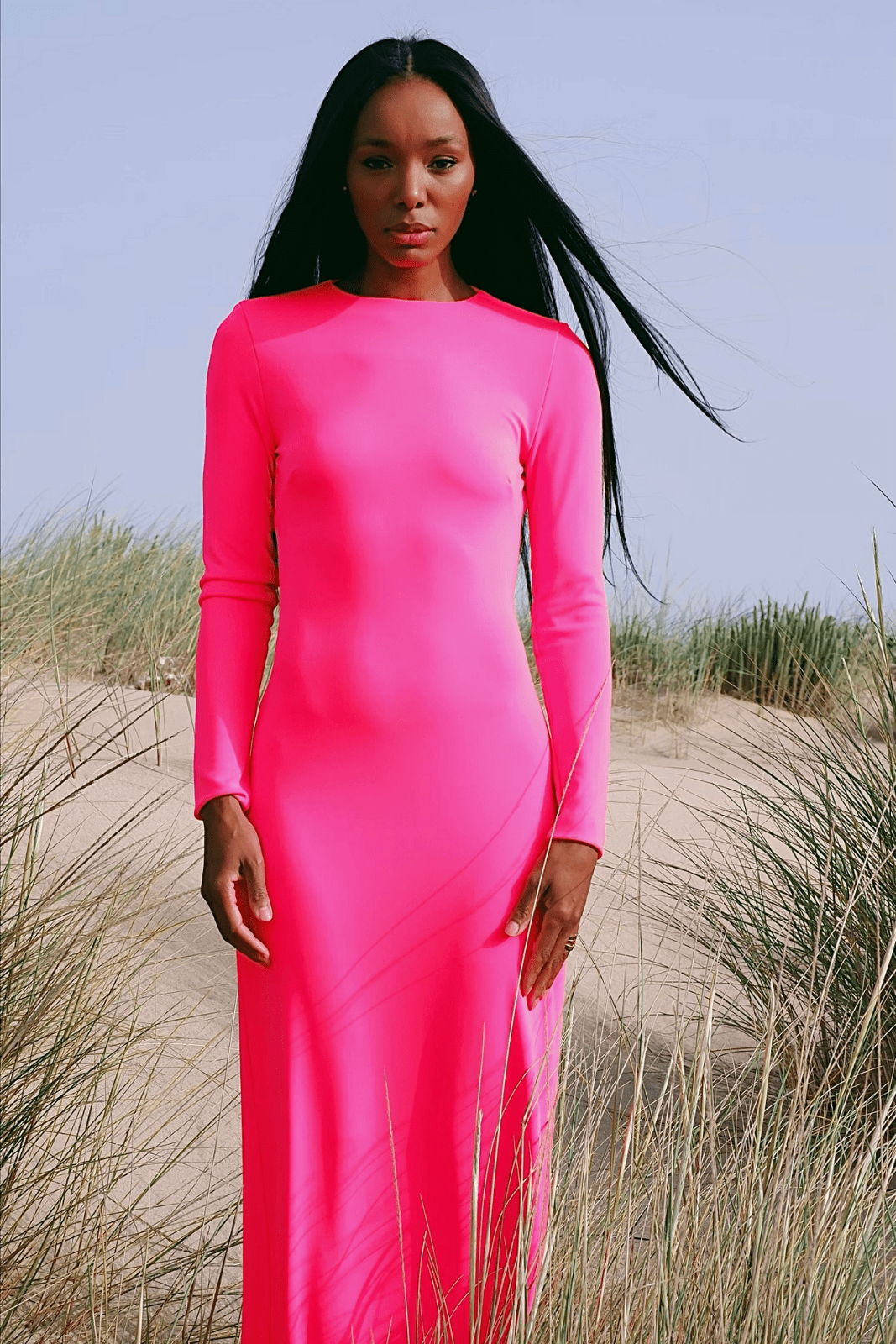 VESTIDO ROSA NEON SEM COSTAS