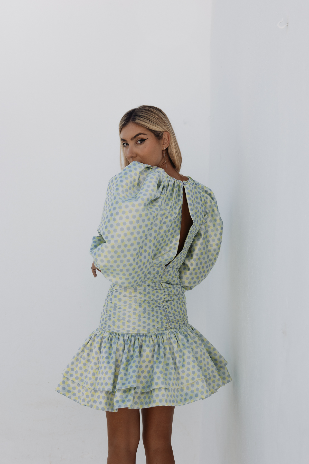 ROBE COURTE JACQUARD VERT