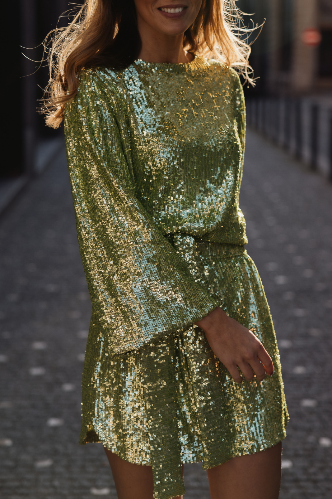 Abito 2025 verde paillettes