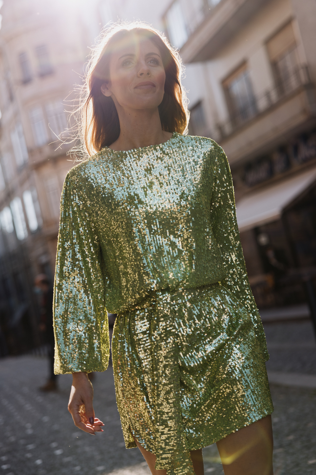 VESTITO VERDE PAILLETTES KAO