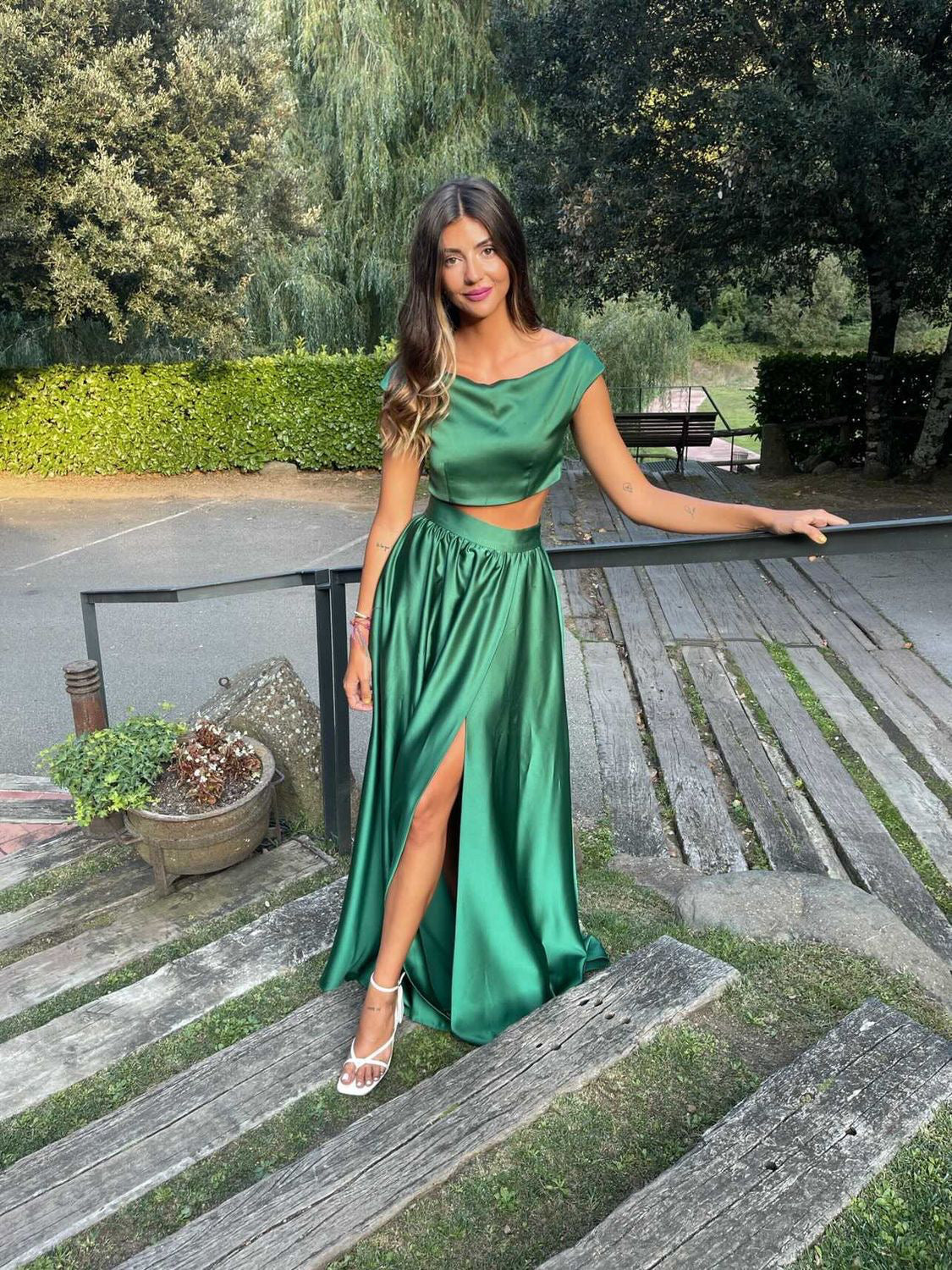 Satin crepe maxi skirt Clearance