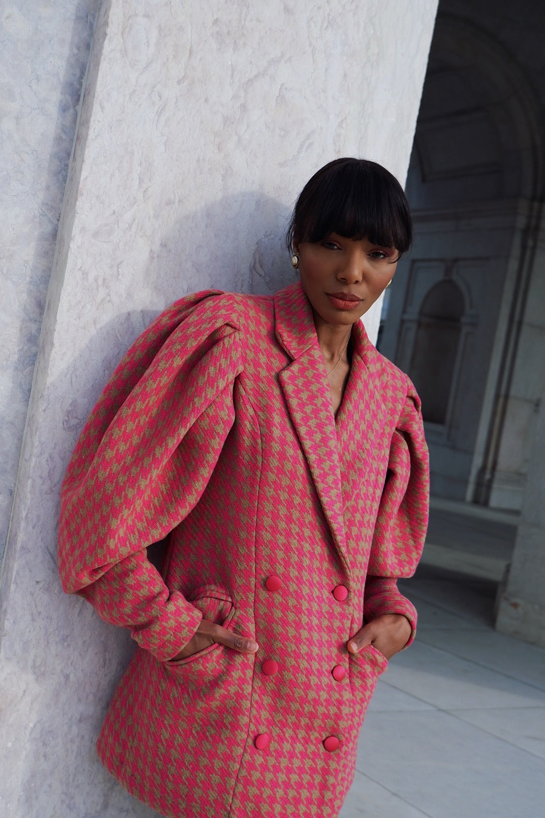 Veste pied de poule rouge outlet