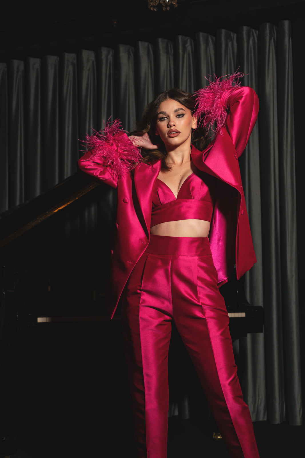 STRUCTURED FUCHSIA PANTS