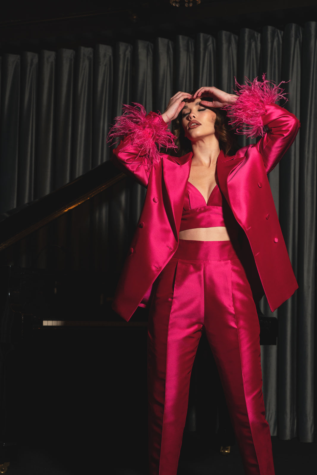 STRUCTURED FUCHSIA PANTS