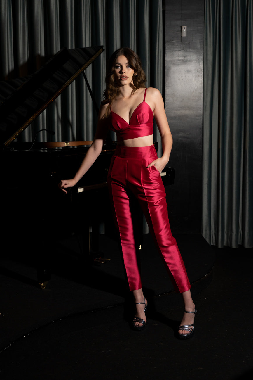 STRUCTURED FUCHSIA PANTS