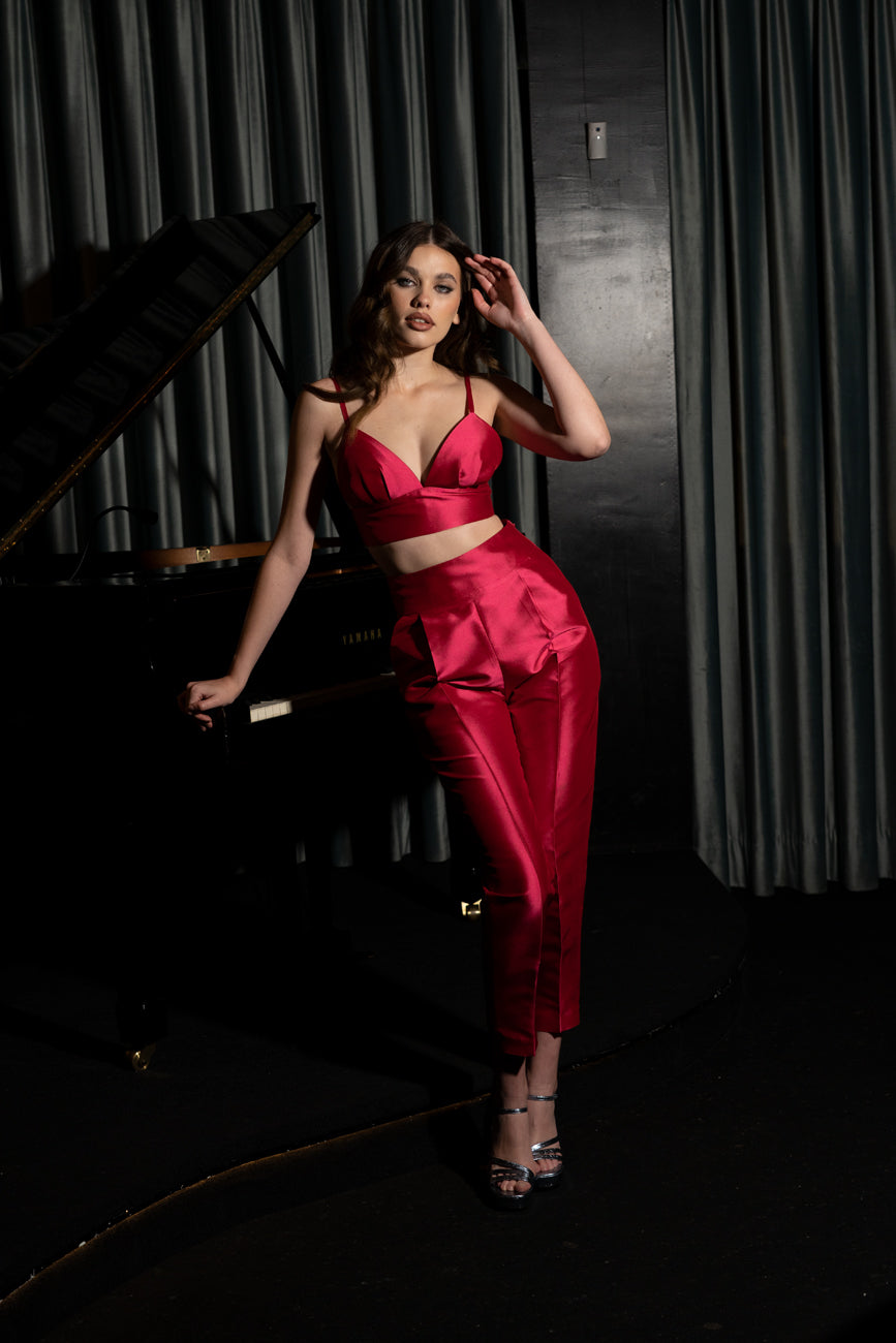 STRUCTURED FUCHSIA PANTS