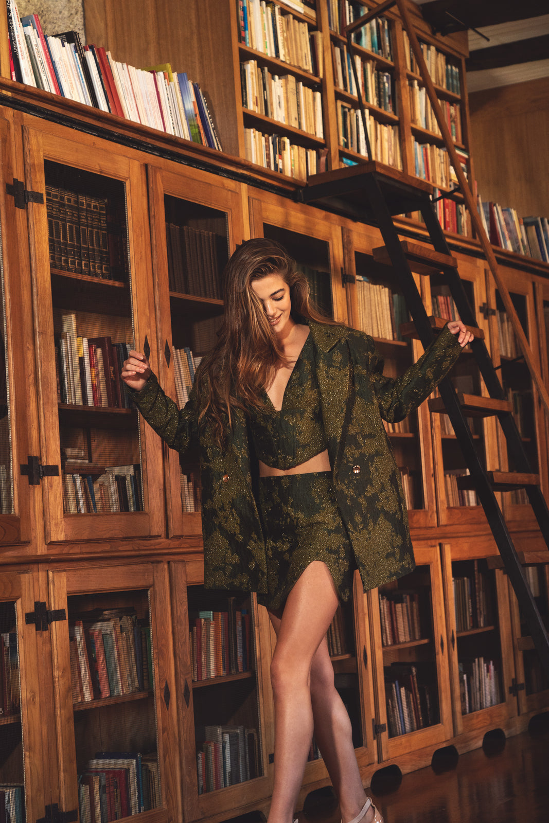 JUPE VERT JACQUARD
