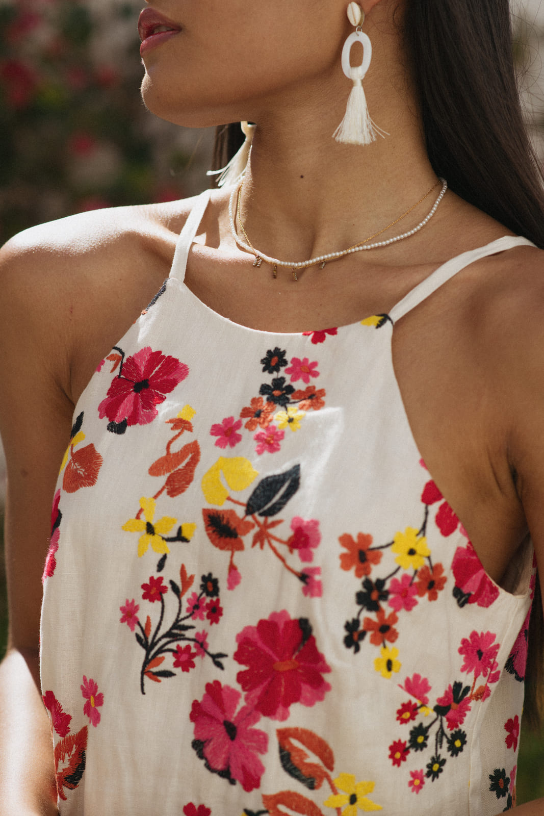 VESTIDO BRANCO FLORAL CURTO