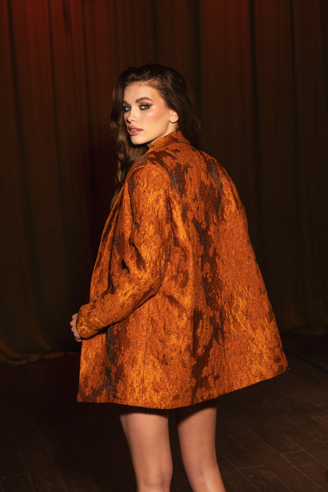 ORANGE JACQUARD CROP TOP