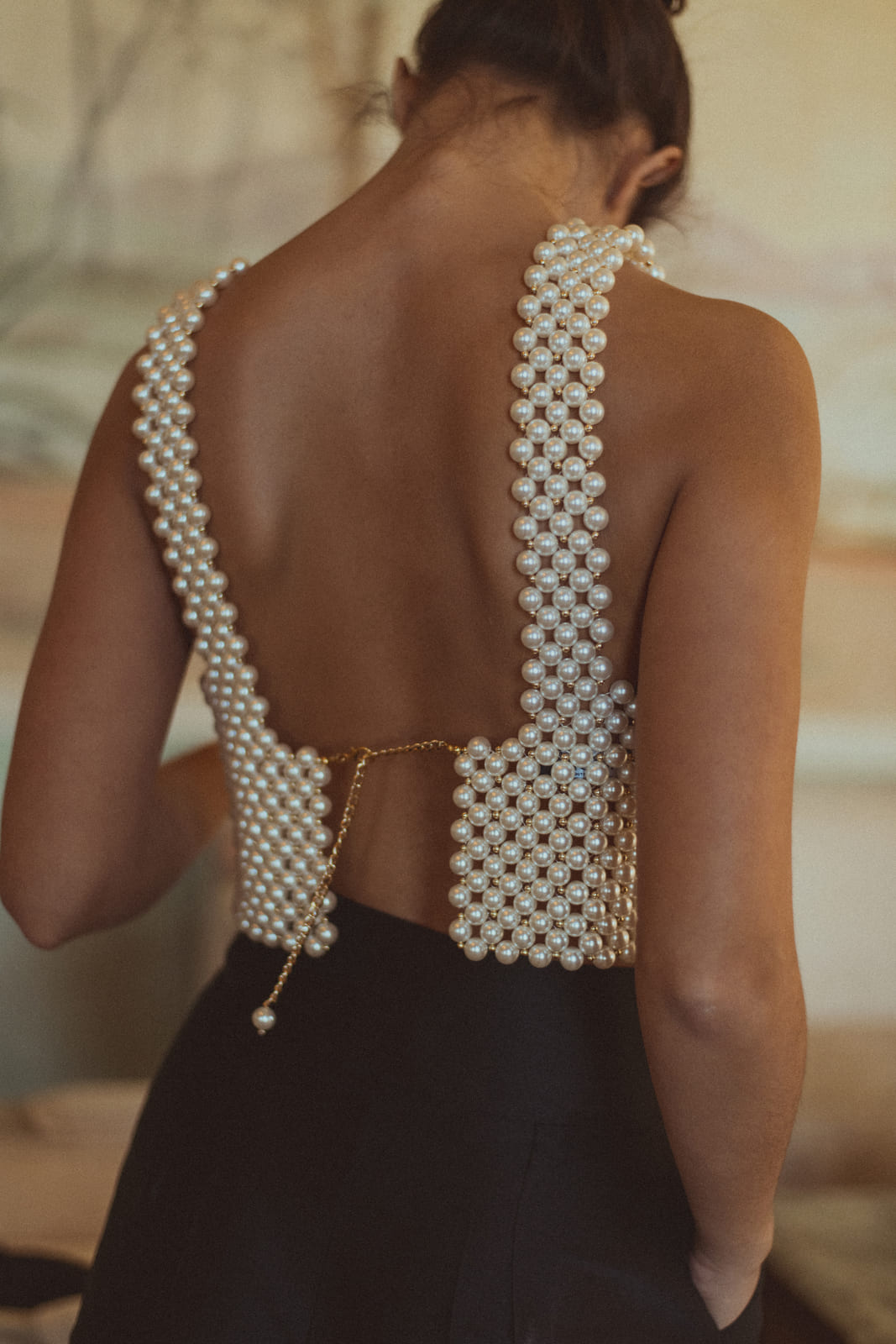 Dress with pearls on top top