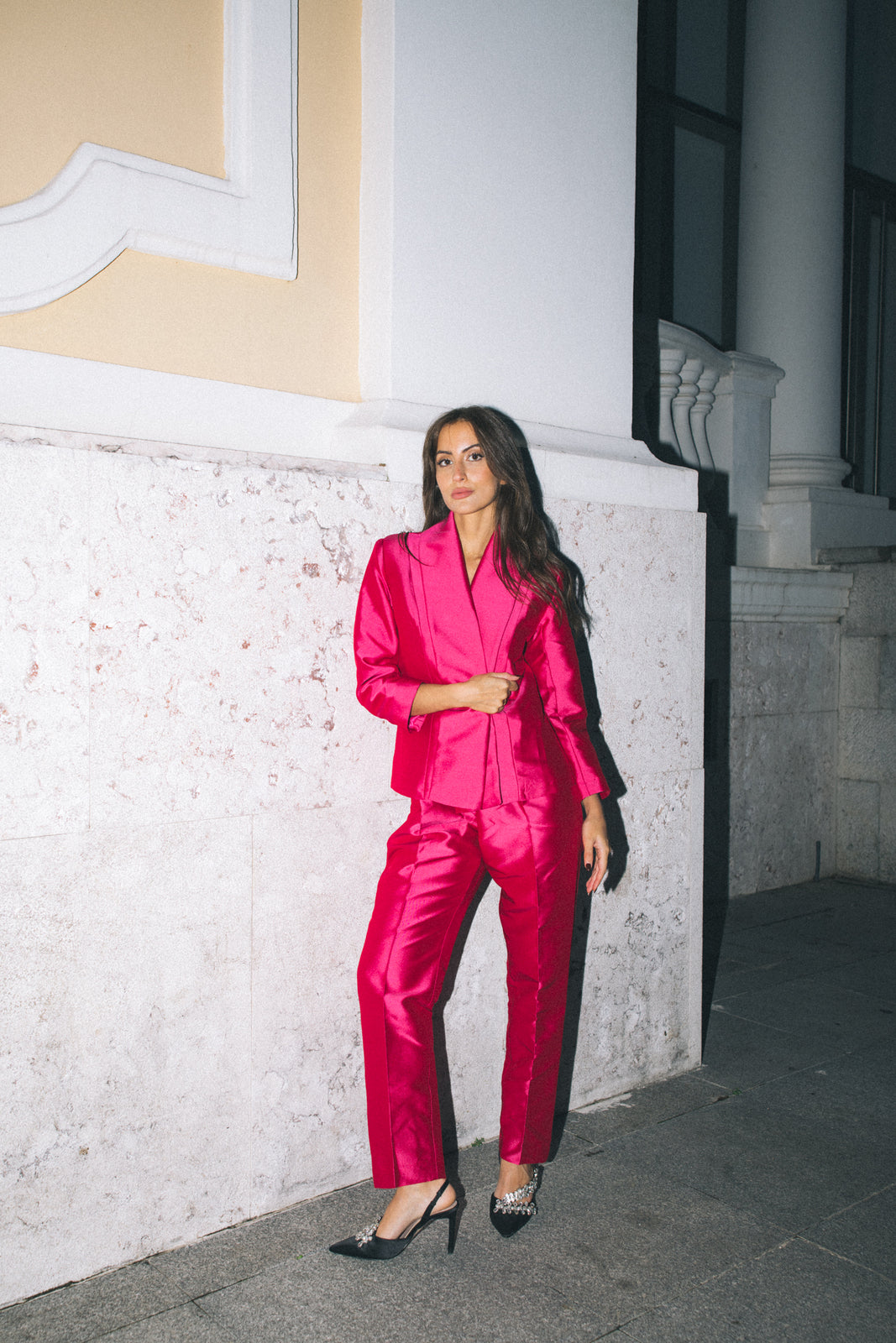 PANTALON FUCHSIA COUPE STRUCTURÉE