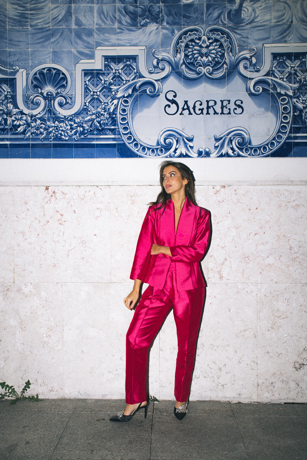 PANTALON FUCHSIA COUPE STRUCTURÉE