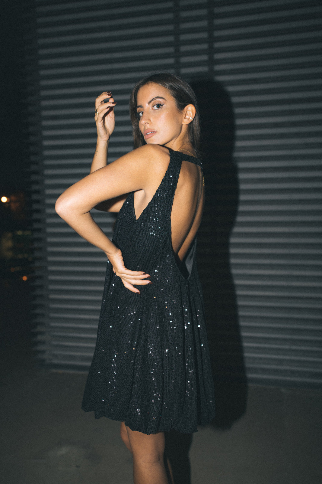 SHORT BLACK SEQUIN DRESS