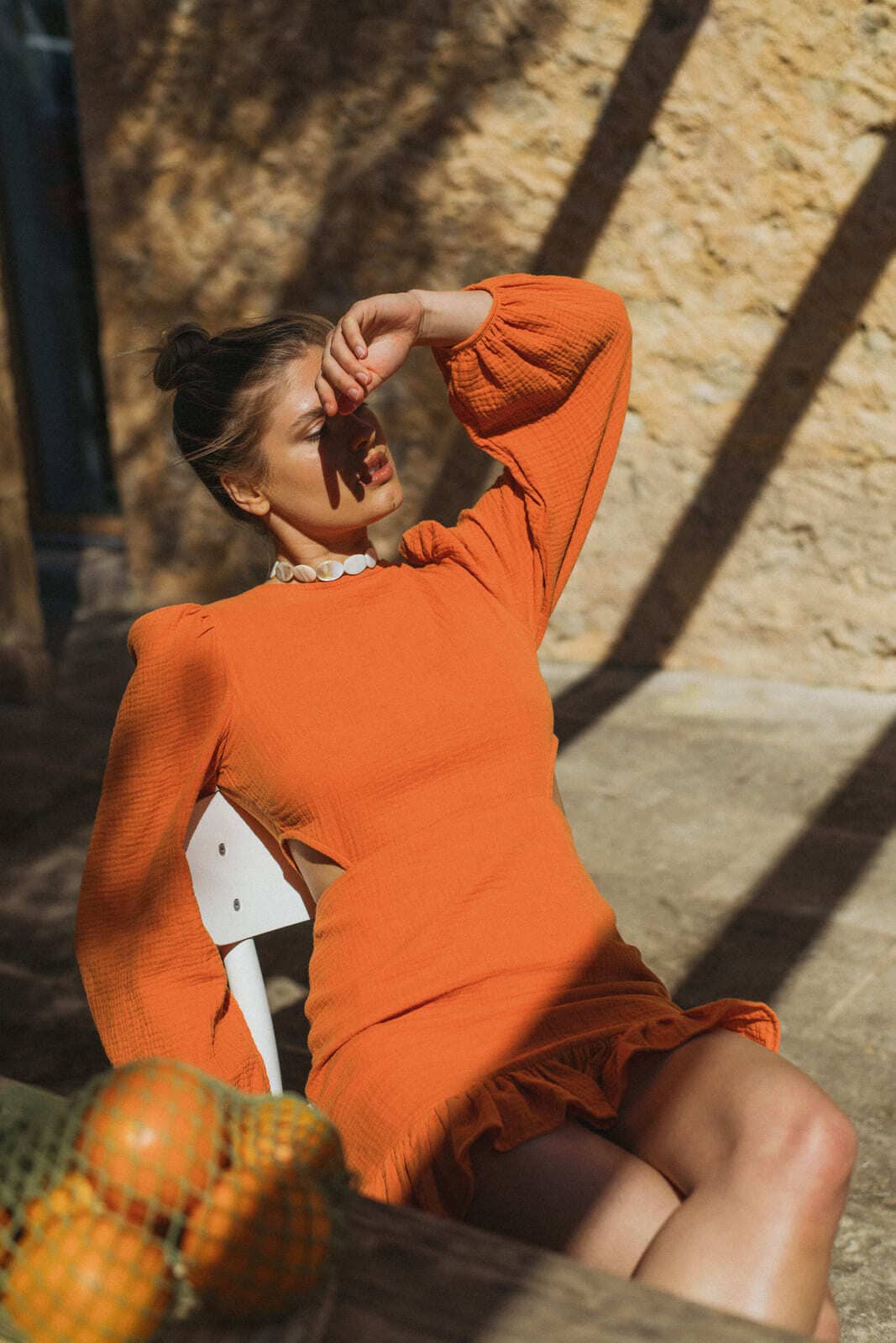 VESTIDO LARANJA CURTO