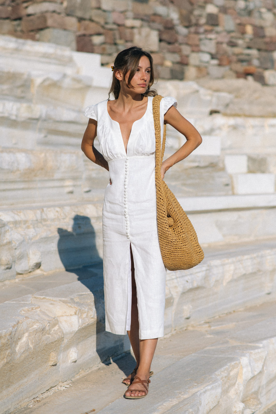 VESTIDO BLANCO LINO