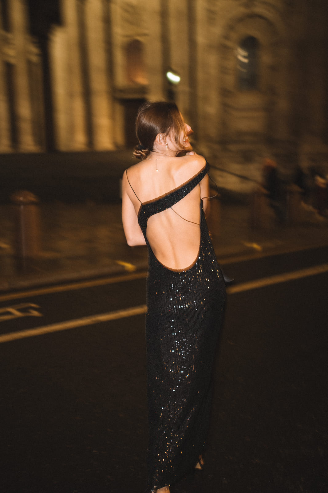 VESTITO MIDI PAILLETTES NERO
