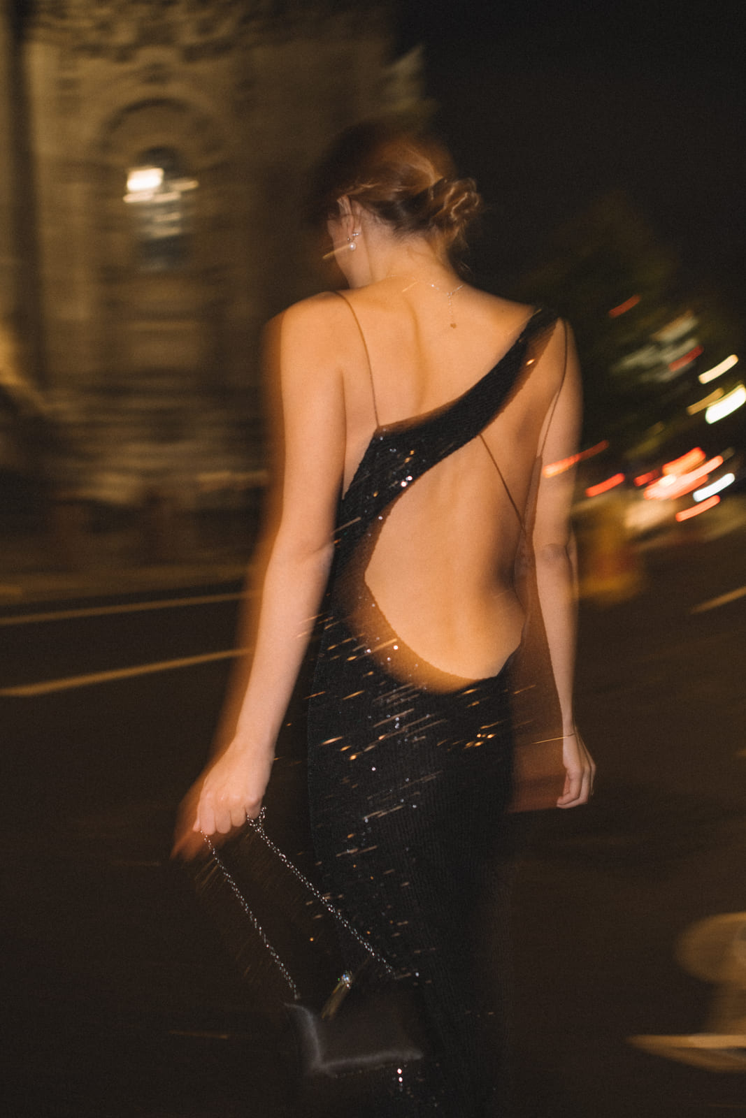 VESTITO MIDI PAILLETTES NERO