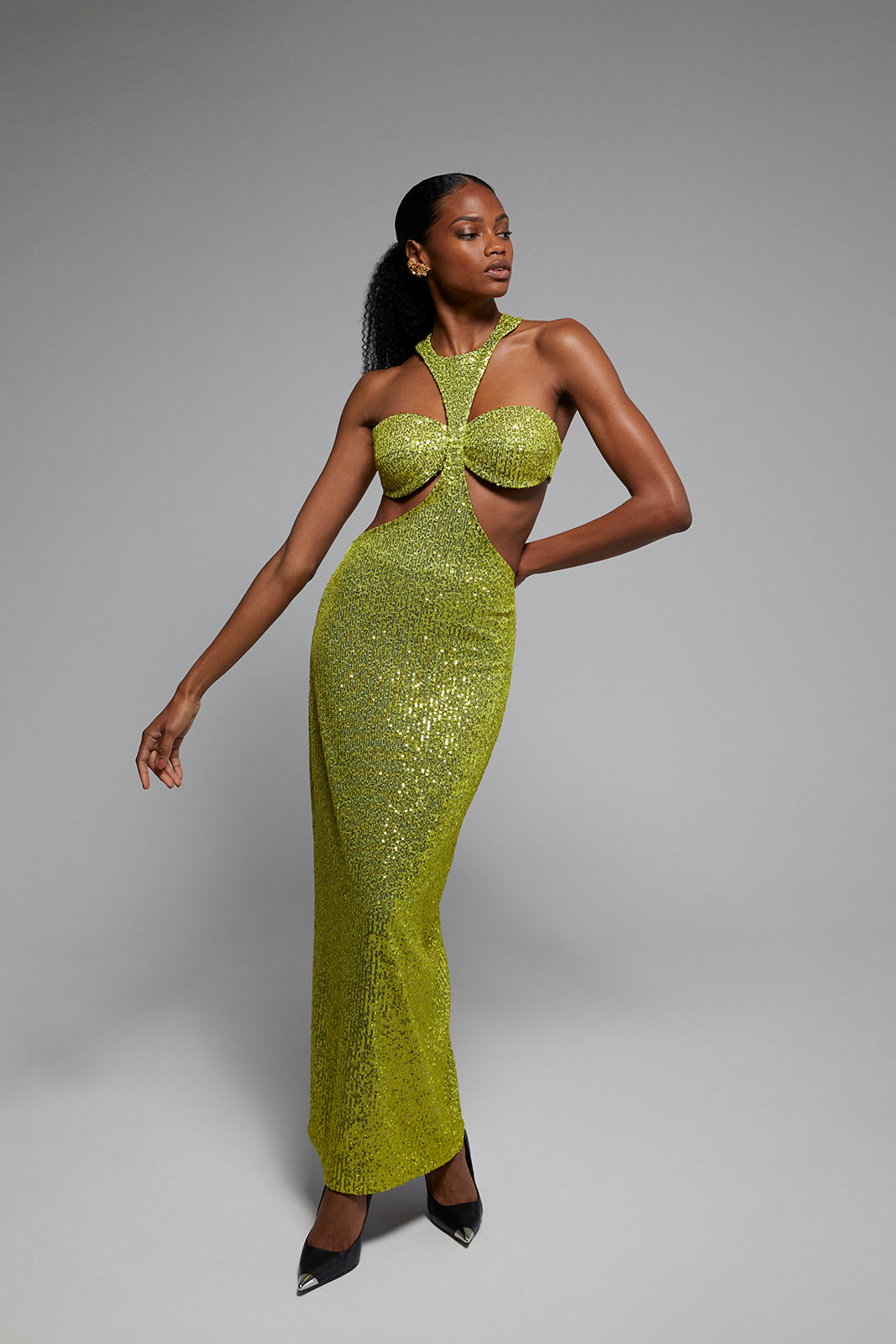 GREEN SEQUINED DRESS