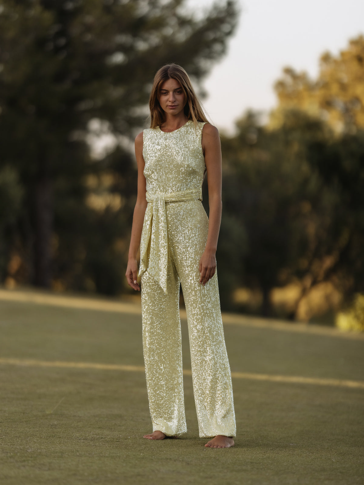 Yellow sequin sales jumpsuit