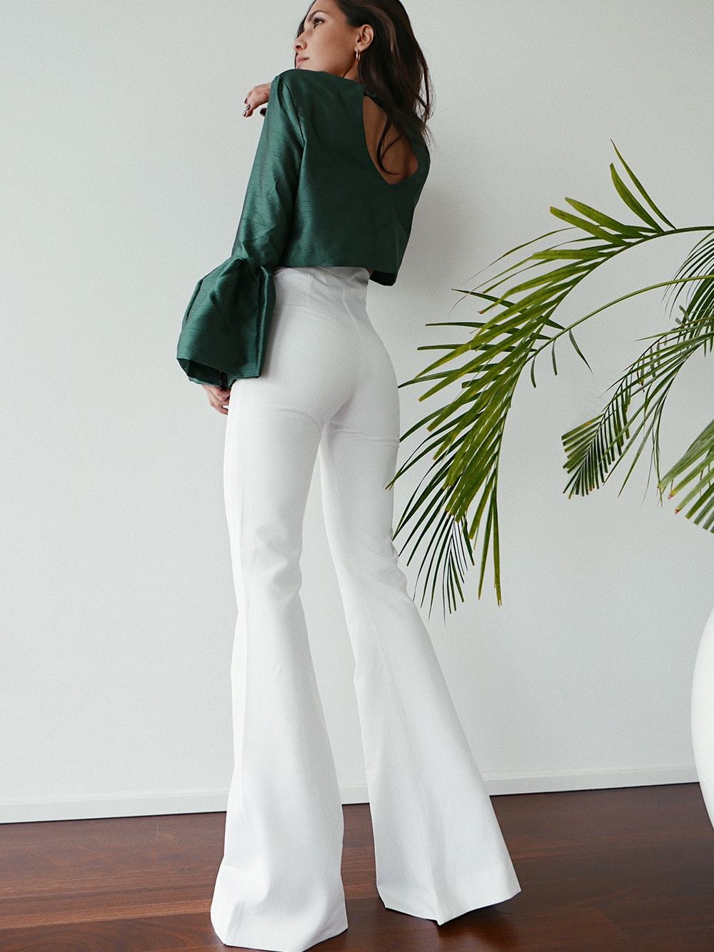 Denim Pantaloni Pantalone Bianco Zampa Di Elefante WHITE BELLA