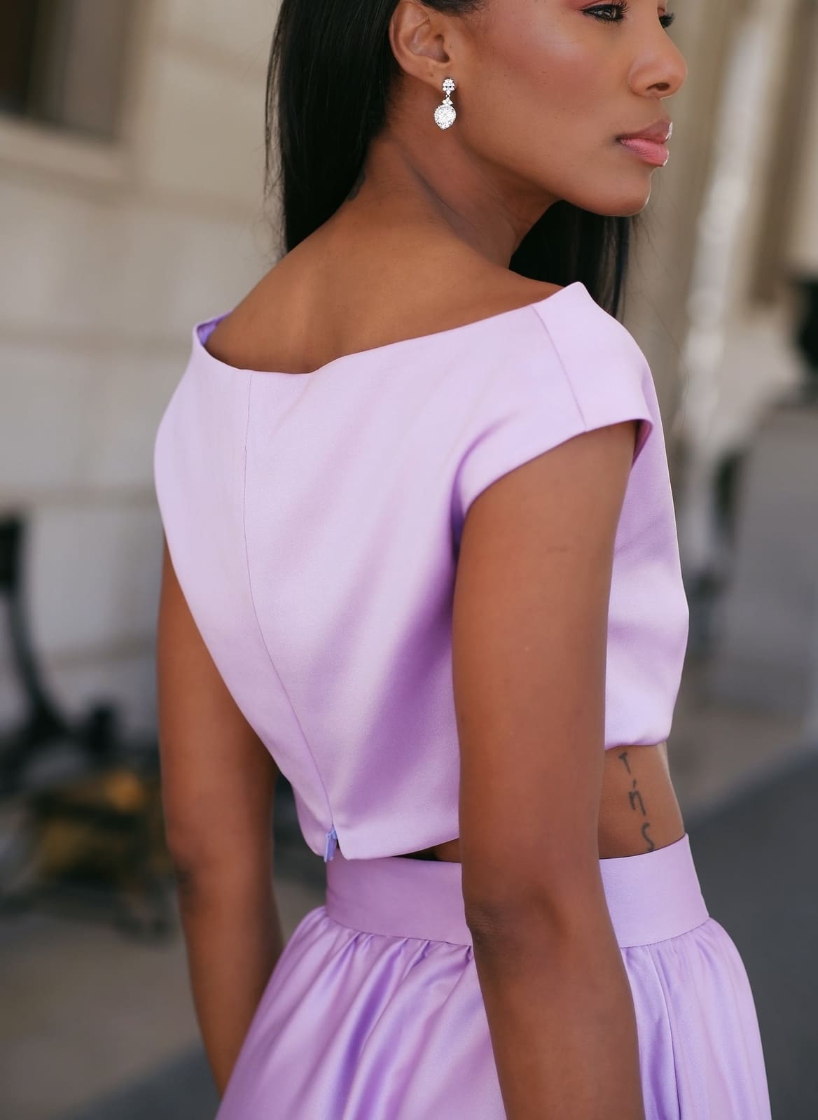 CROP TOP LAVANDE EN CRÊPE