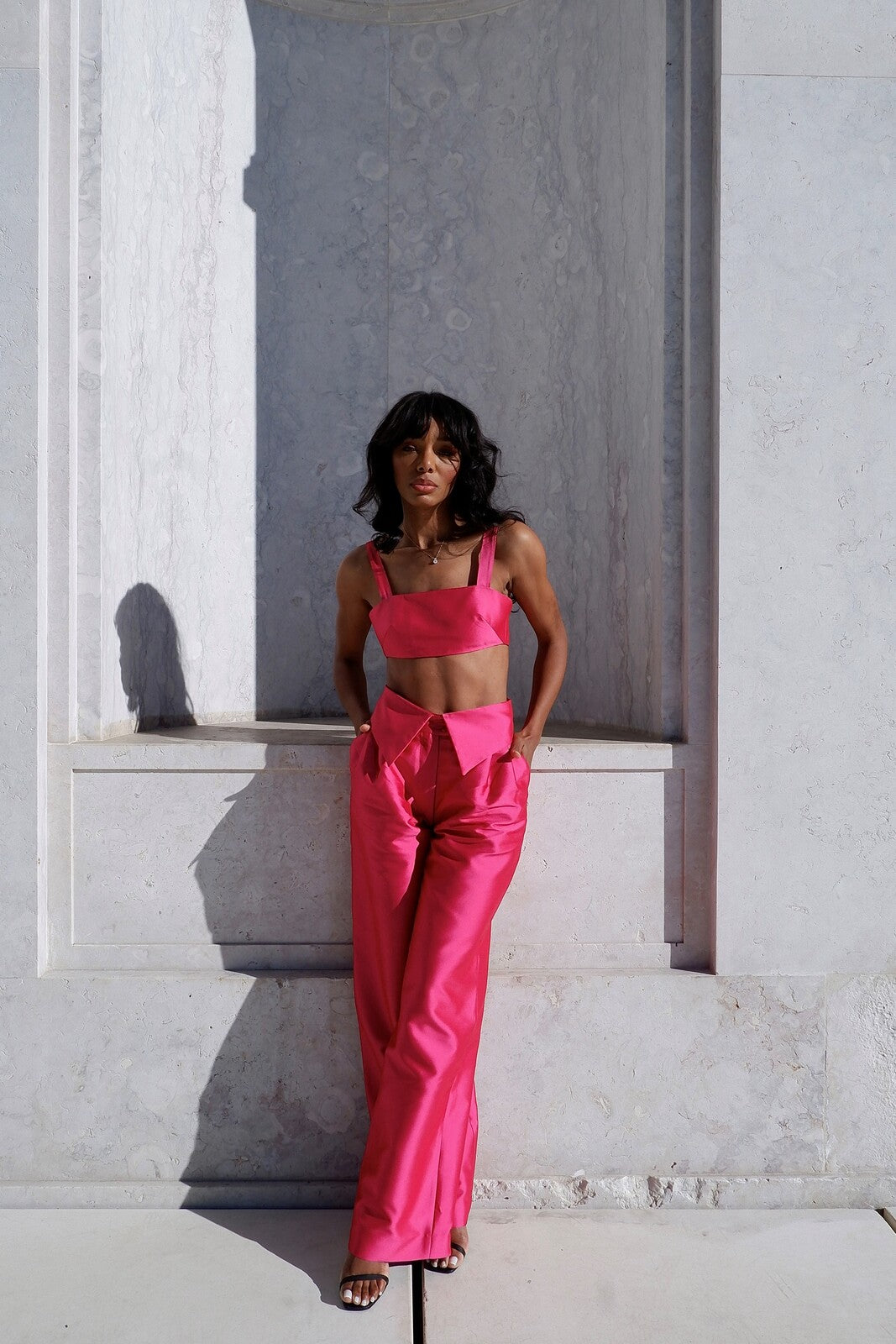 FUCHSIA PANTS WITH BELT